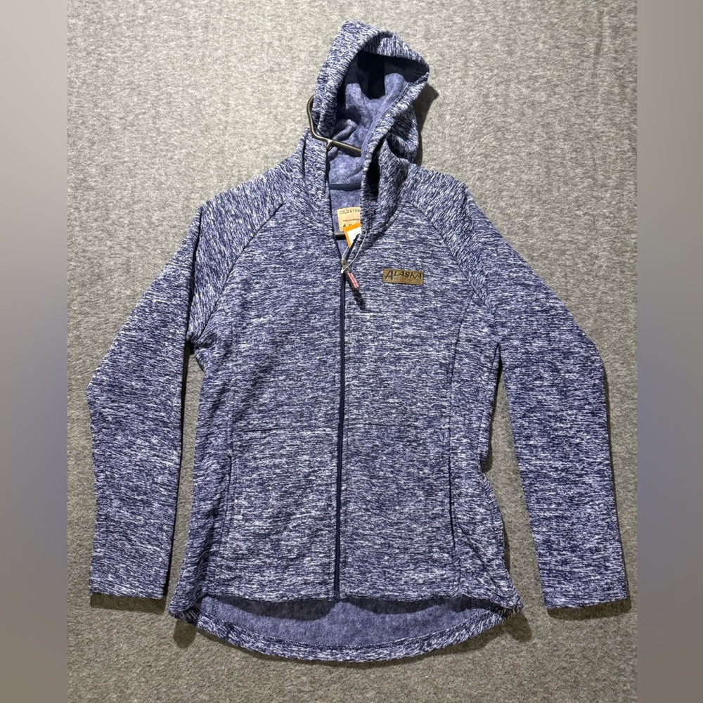 Cold Storage Fleece Jacket Womens M blue heathered soft full zip hooded Alaska